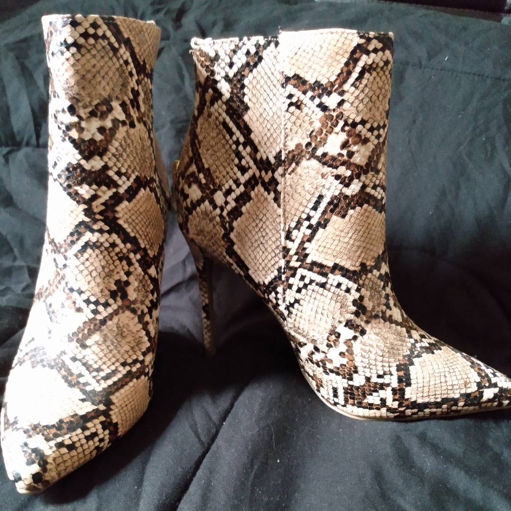 Snake print booties